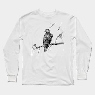 young eagle sitting on a branch up in a tree Long Sleeve T-Shirt